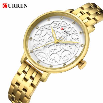 China Chronograph Curren 9046 Hot Famous Amazon Brand Curren Watch Women Lady Simple Band Dress Watch Stainless Steel for sale