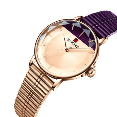 China Unique Tone Band High Quality Women Wrist Watches Color Diamond Glass Watch 2 Fashion Waterproof Luxury Reward for sale