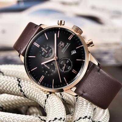 China Benyar Day/Date Slim Case Men Domed Luxury Leather Band Glass Wristwatch Chronograph European Hot Watches for sale