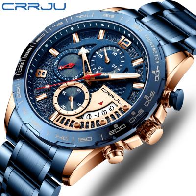 China Crrju 2281 Chronograph Stainless Steel Factory Wholesale Luxury Sports Strap Male Men Watch High Quality Business Crrju Watch for sale