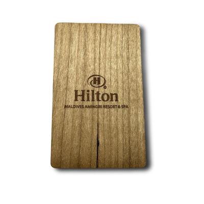 China MIFARE Classic 1K RFID Wooden Card Hilton Hotel Key Card 13.56MHz for sale