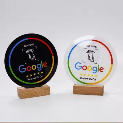 China 13.56mhz NFC Google Review Plate Custom Code Display NFC Social Media Plate for sale