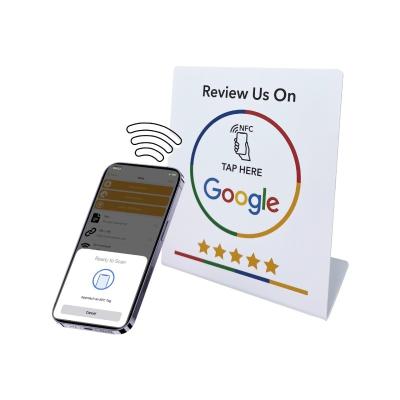 China Custom NFC Stand Social Media Review NFC PVC Google Review Card Menu Display Stand for sale