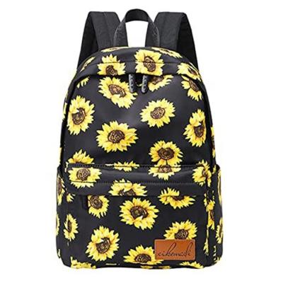 China Ladies Pretty Yellow Floral Travel Bag Lightweight Large Capacity Laptop Bag for sale