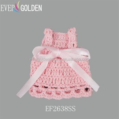 China Beautiful Elegant Baby Shower Crochet Mini Dress Favors For Mini Party Gift With Crochet Flower Baby Shower Favor Decoration Wedding Favor for sale