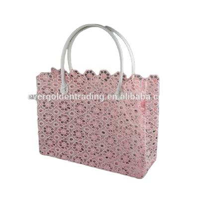 China Fashion Product Crochet Lace Beach Best Seller Basket Hollow Out Lace Up Shopping Tote Crossbody Bag Purse Handbag For Women for sale