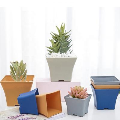 China Wholesale Plastic Nordic Style Square Flower Pot Nursery Colorful Pot For Garden Succulent Plants for sale