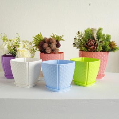 China CLASSIC simple design plastic cheap color flower pot wholesale flower pot square plastic flower pot for sale