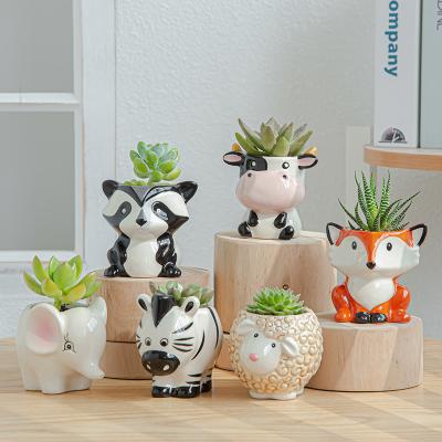 China Garden Decoration Animal Bonsai Cartoon Shape Planter Indoor Succulent Ceramic Pot for sale