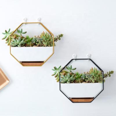 China CLASSIC Nordic Simple Octagonal Ceramic Wholesale Wall Hanging Central Institute of Statistics Succulent Pot Set for Home Office Decoration for sale