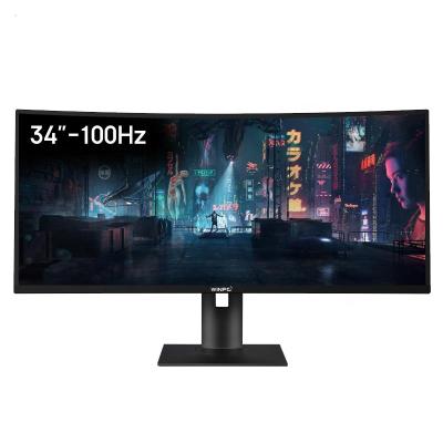 China Latest Design 34 Inch 4K IPS 3440x1440 Curved PC Gaming Curved Monitor 21:9 FreeSync Computer 100Hz for sale