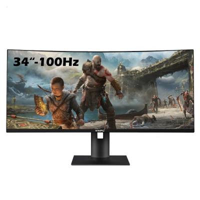 China Curved PC Monitor Gaming 34 Inch IPS 4K Monitor 3440x1440 Resolution 60Hz 75Hz 144Hz Gaming Computer Monitor for sale