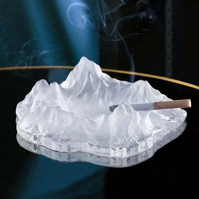 China Cigar luxury creative jar mountain iceberg glass crystal decoration mountain ashtray decoration Fuji club Japanese household bar for sale