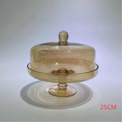 China Viable FAVOR Hot Selling Cake Plate With Dome Electroplating Cover With Stand for sale