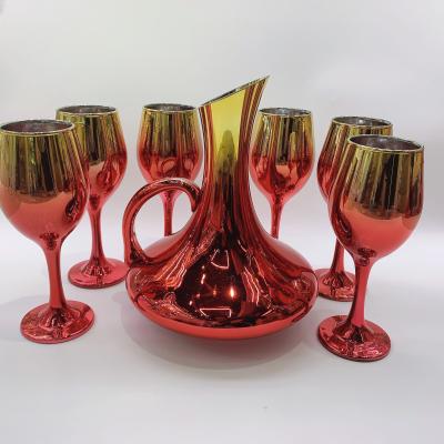 China The STOCKED Wedding Custom Made Set of 7 Sets Handcrafted Biarritz Rim Unique Decoration Gold Glasses for sale