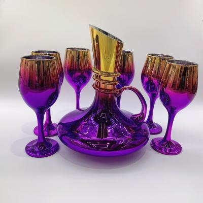 China Sustainable Colored Transparent Borosilicate Wine Cup Set for sale