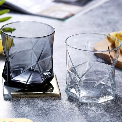 China Sustainable Unique Geometry Shaped High Glassware Colored Ball Drinking Glass Tall for sale