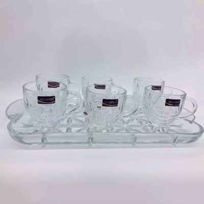 China Sustainable Palace Style Retro INS Coffee Cup And Saucer Set Household Water Cup And Tea Cup Transparent And Glass Tray for sale