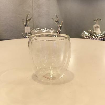 China 250ml Juice Cup Borosilicate Glass Coffee Mug Double Wall Loaded Glass Beer Glass for sale