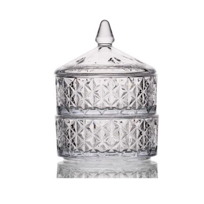 China FAVOR Sustainable Wholesale Clear Stackable 2Tier Candy Glass Dishes for sale