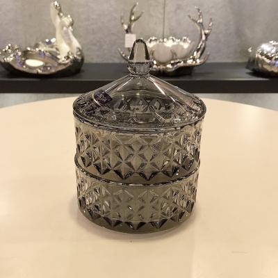 China Wholesale Grayed Stackable Clear Glass Candy Dishes Sustainable FAVOR 2 Tier Candy Dishes for sale