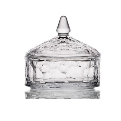 China FAVOR Clear Decorative Crystal Glass Candy Jar Sugar Bowl For Candy Dish Cookie Tin Biscuit Barrel for sale