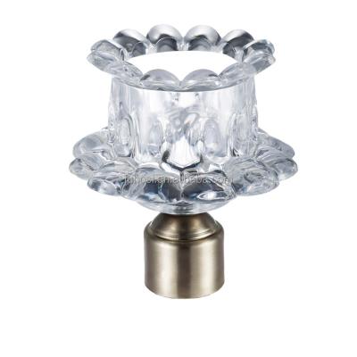 China Metal fashion crystal glass finials for curtain rod for sale