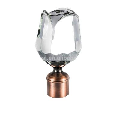 China Metal crystal glass curtain rod finials for sale