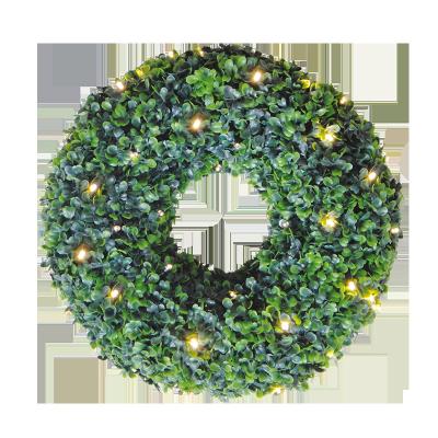 China Home Decoration Indoor Christmas Decoration Hanging On The Wall Imitation Green Grass LED Ring Lights Christmas Decorative Light for sale