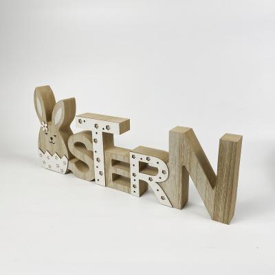 China Europe wholesale EASTER deacoration lovely bunny indoor decorative wooden letter Ostern wooden letter for sale