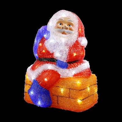 China Wholesale Outdoor Christmas High Quality Acrylic Chimney Decoration Backpack Santa Claus Garden Holiday Christmas Decoration Blue Lights for sale