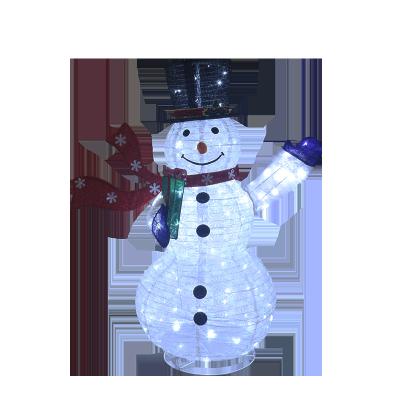 China Outdoor Garden Light Outdoor Christmas Decoration Textile Foldable Lightweight Foldable Snowman With Giftbox 120cm EASY GATHER for sale