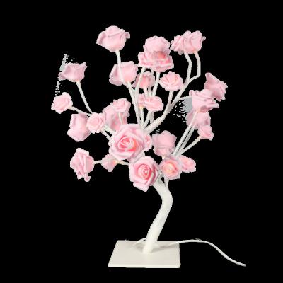 China High quality indoor decoration christmas warmwhite led desk table lamp indoor decoration foam rose flower table light for sale