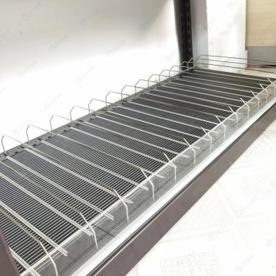 China Maintain a good-looking shelf with less need for maintenance Flexible Drink Canned Beverage Store Shelf Roller Pusher Gravity System for Supermarket for sale