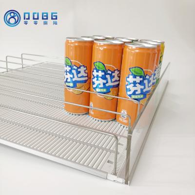 China HIPS/ABS Super Market Rack Sliding Track Roller Sliding Metal Shelf Beverage Supermarket Shelf for sale