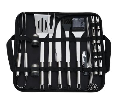 China Easily Cleaned 21 Pcs Outdoor Cooking Tool BBQ Grilling Tool Kit Camping Utensil Accessories With Carry Bag for sale