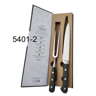 China Christmas Thanksgiving Day Gift Easily Cleaned Points 2 Piece Turkey Carving Knife and Fork Set for sale