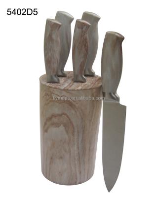 China Durable Liner Marble Handle Style Steel Knife Set With Knife Block for sale