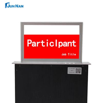 China Pop Up Electronic Nameplate Smart Drop Down Conference Electronic Table Name Card Lift for sale