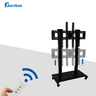 China ROHS TV Display Cart Verstelbare hoogte Mobiele TV Lift Stand met wielen Te koop