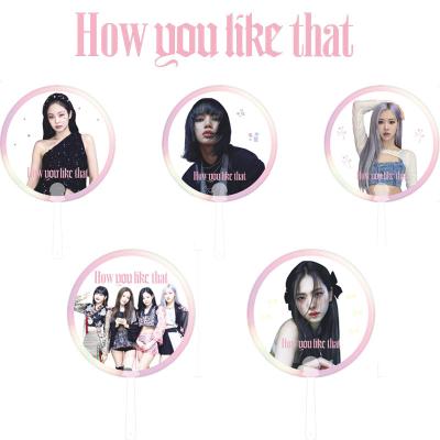 China Other Wholesale Kpop Blackpink How You Like This Photo Hand Fan Round Printed Plastic Fan for sale