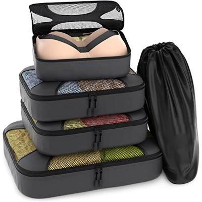 China Wholesale Lightweight Travel Luggage Organizer Bags Set 5 Pcs Lightweight Travel Luggage In Cubes Durable Factory Packing Bags Suitcase Sets With Laundry Shoe Bag for sale