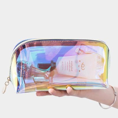 China Sustainable Clear Colorful Fashion Square Glossy China Fashionable PVC Holographic Cosmetic Bag for sale