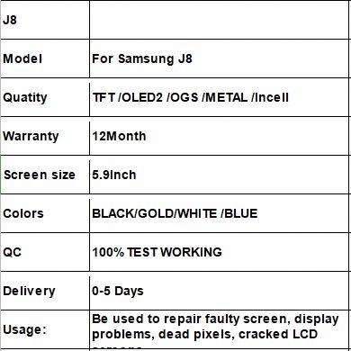 China TFT /OGS Amoled Display For Samsung Galaxy J8 2018 J810 Sm-j810 J810m LCD Screen Replacement Pancel Touch Screen for sale