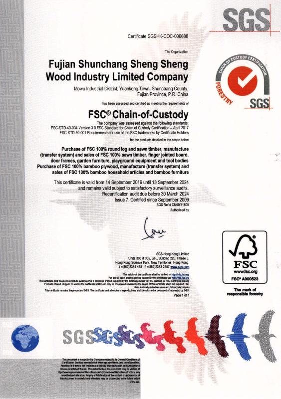 FSC - Fujian Shunchang Shengsheng Wood Industry Limited Company