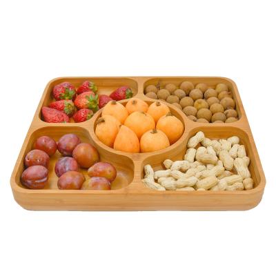 China Sustainable Bamboo Appetizer Breakfast Dish Dessert Dish Fruit Dish Wooden Snack Dish for sale