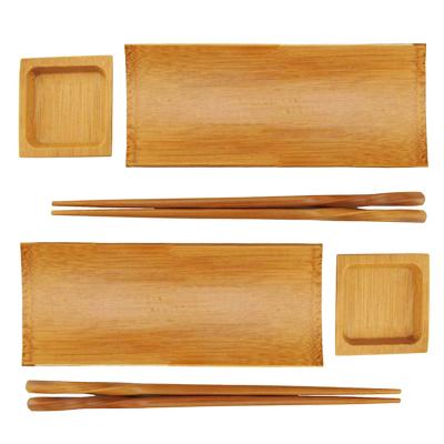 China Sustainable Bamboo Sushi Bomb Tray Plate Japanese Style Food Serving Bomb Wooden Pan For Kitchen Dinner for sale