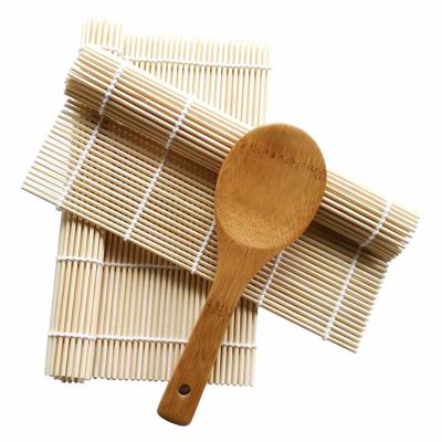 China Free Sample Sustainable Sushi Mat 100% Natural Eco - Friendly Bamboo With Spoon for sale