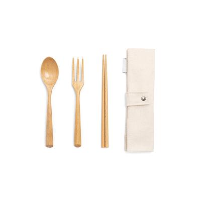 China Wholesale Reusable Eco-Friendly Portable Simple Camping Tableware Flatware Flatware Bamboo Cutlery Sustainable Life Set In Pocket for sale