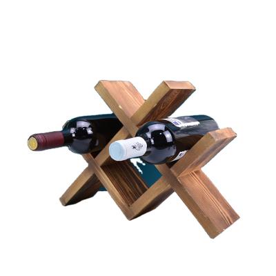 China Sustainable Pine Disassemble Free Standing Rugged 4 Rack-Spaces Saving Wine Bottle Holders Wine Table Rack for sale